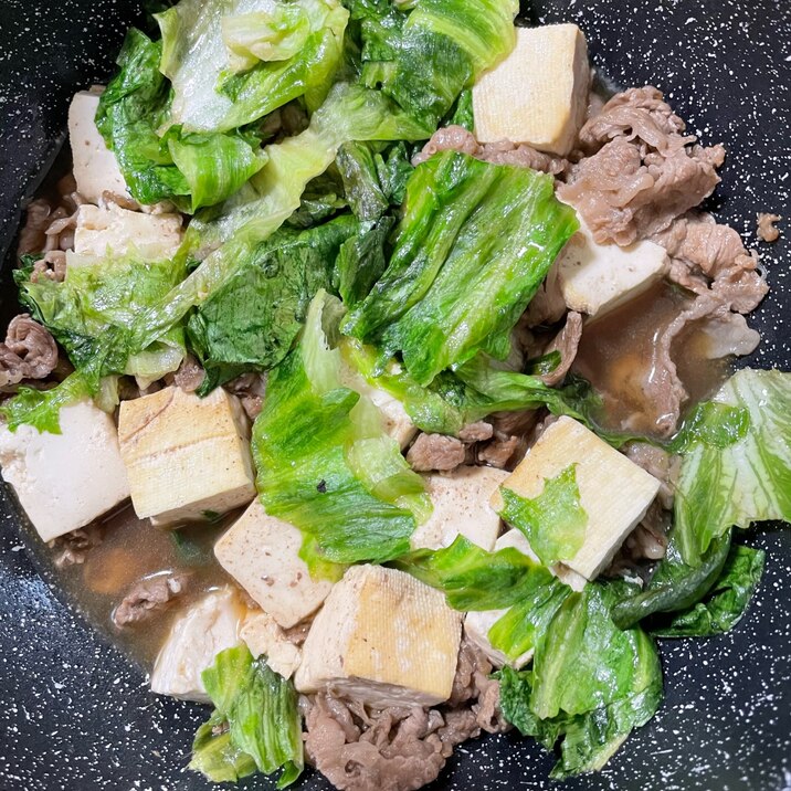 肉豆腐とレタス煮